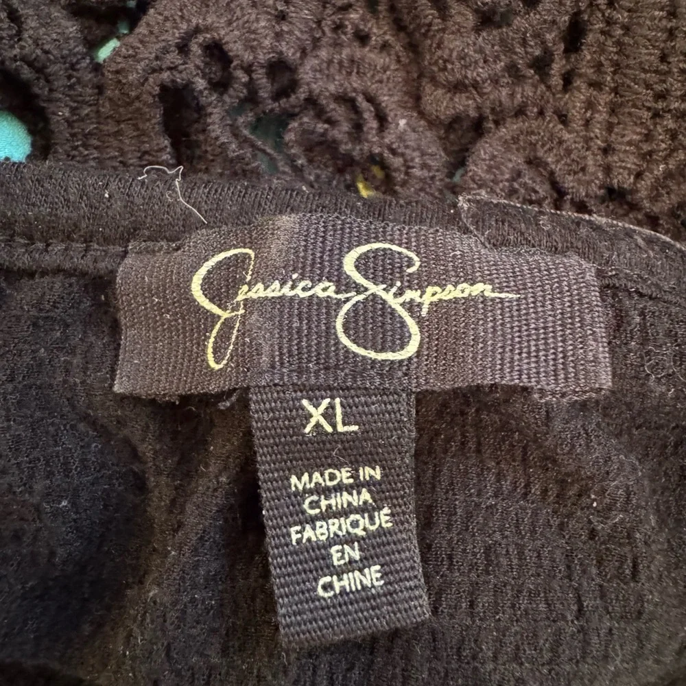 ๐ 6/$60 Jessica Simpson Onesie Pockets Off Shoulder Black Lace Trim Size XL - Picture 6 of 8